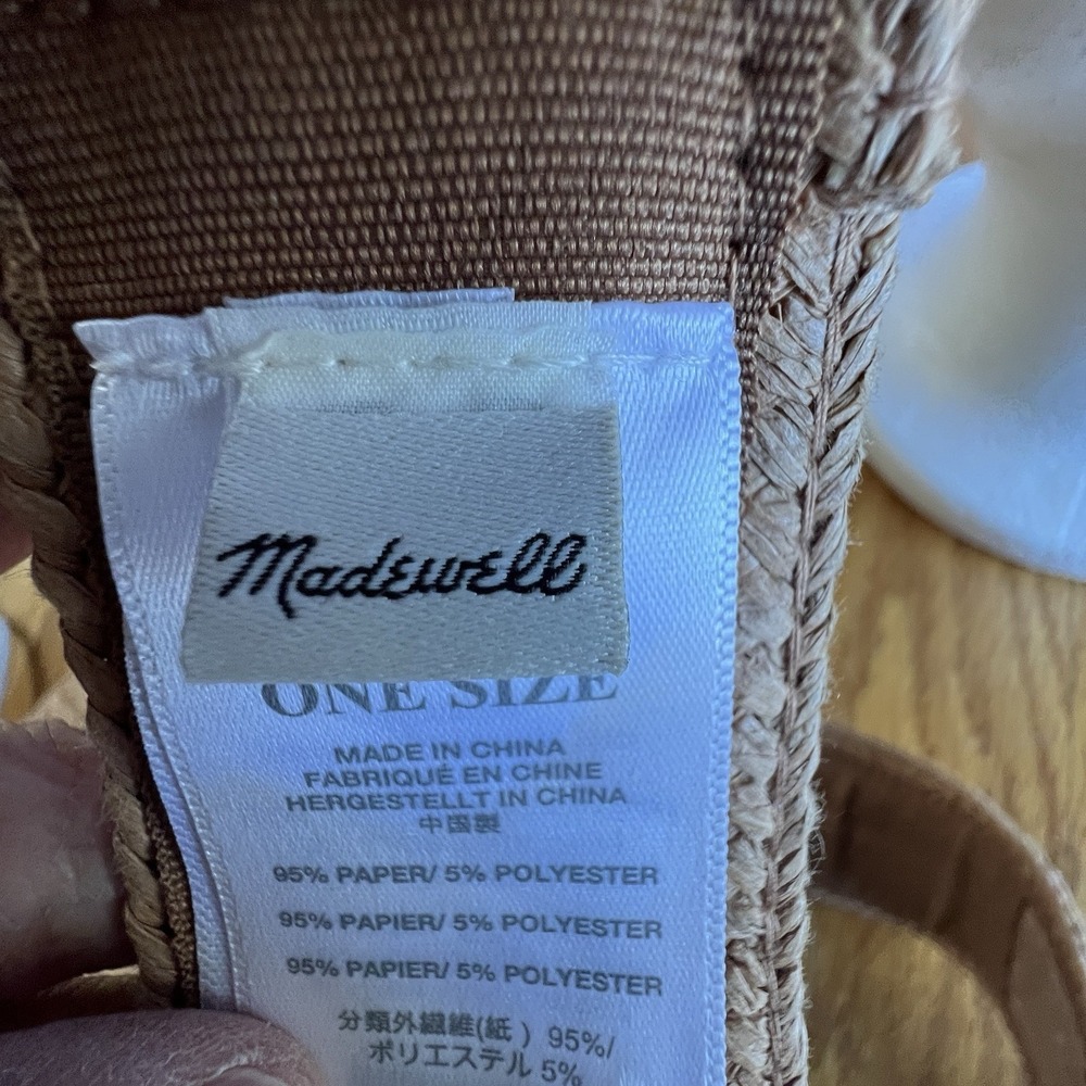 Madewell Straw Visor Hat Natural Tan Woven Sun Hat Minimalist Resort Coastal - Picture 7 of 10